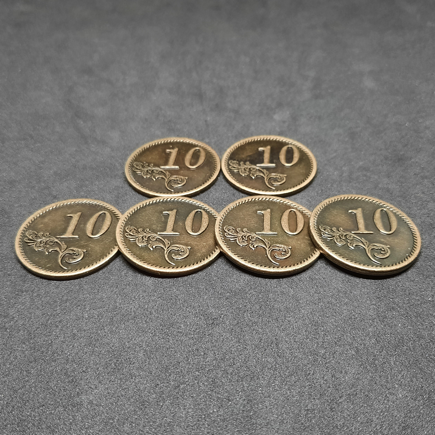 Antique gold metal coins of value 10 for board games, 30mm