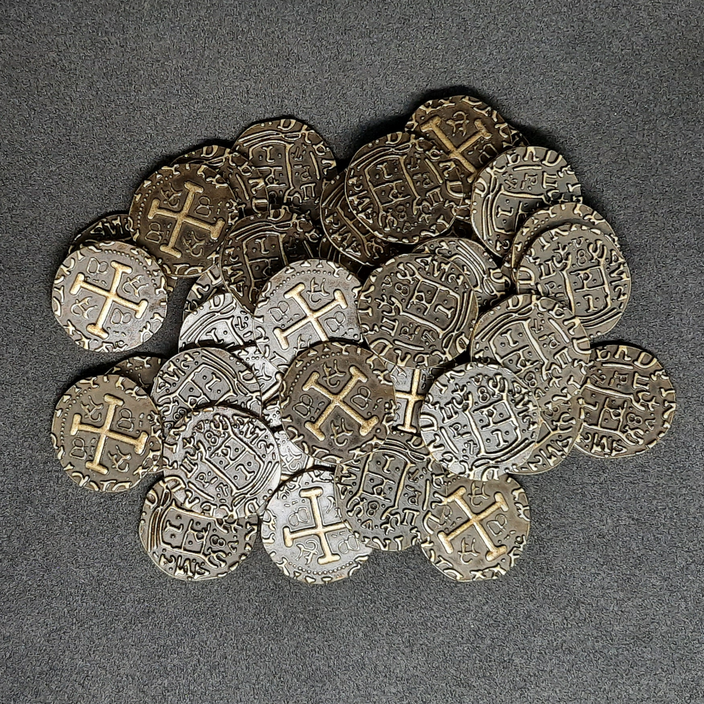 Antique gold pirate metal coins for board games, 20mm and 30mm