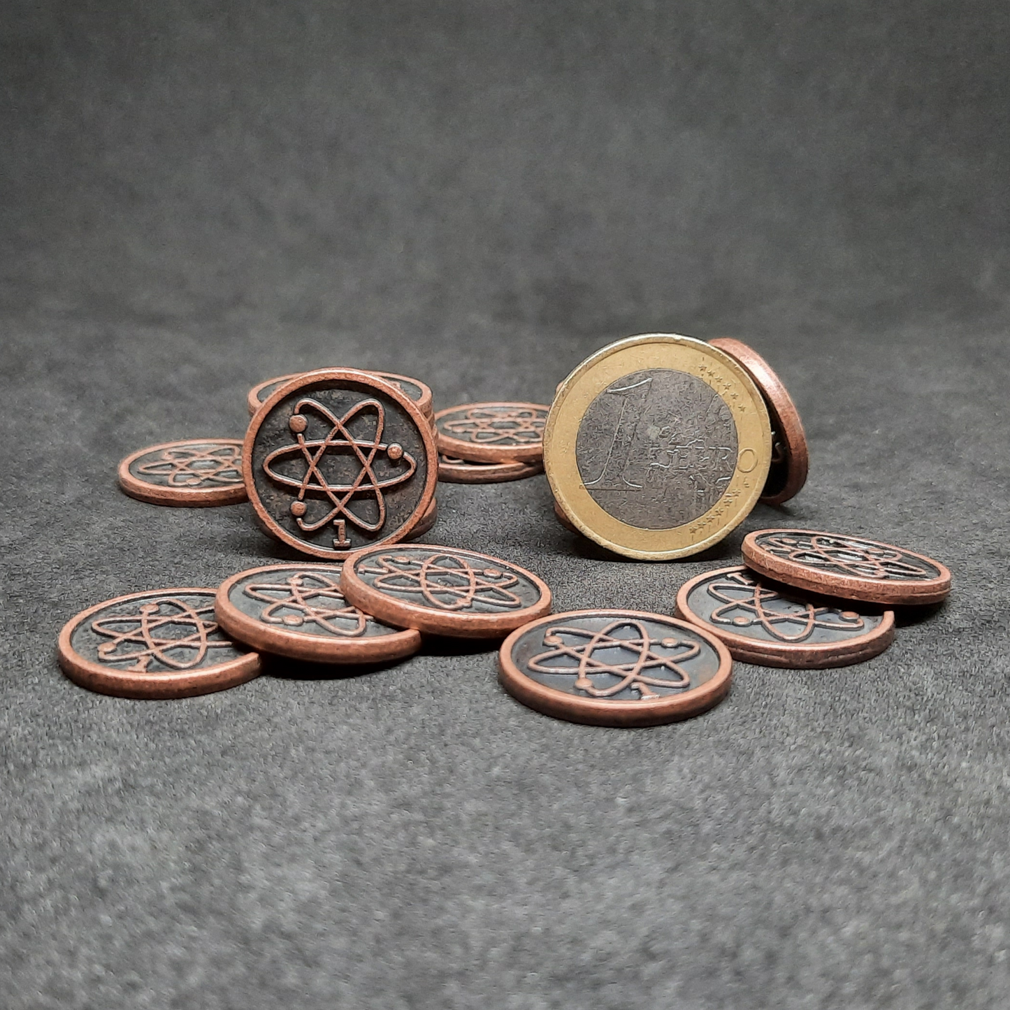 Bronze spatial metal coins of value 1 for board games