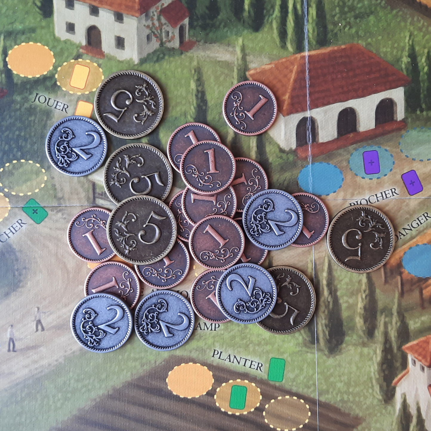 Set of 72 metal coins for Viticulture