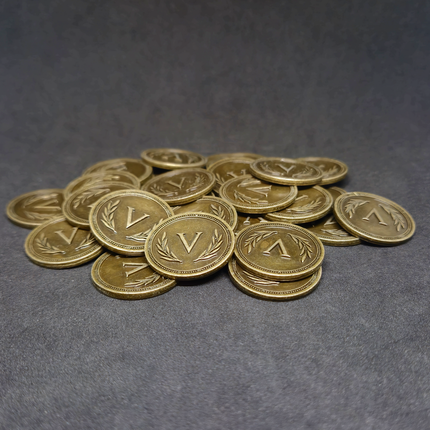 Pièces romaines en métal de valeur 5 couleur or pour jeux de société, 25mm