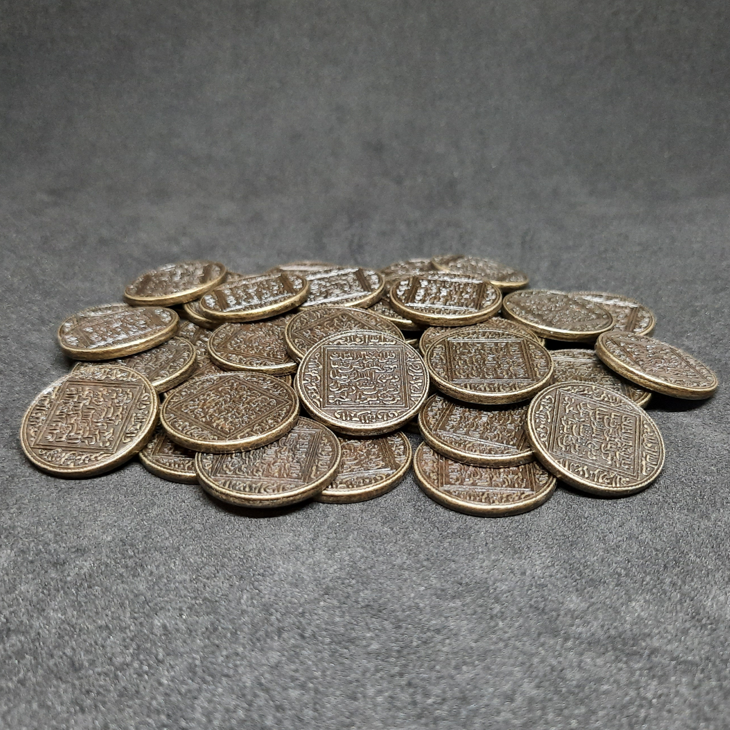 Arabic antique gold metal coins for board games, 22mm