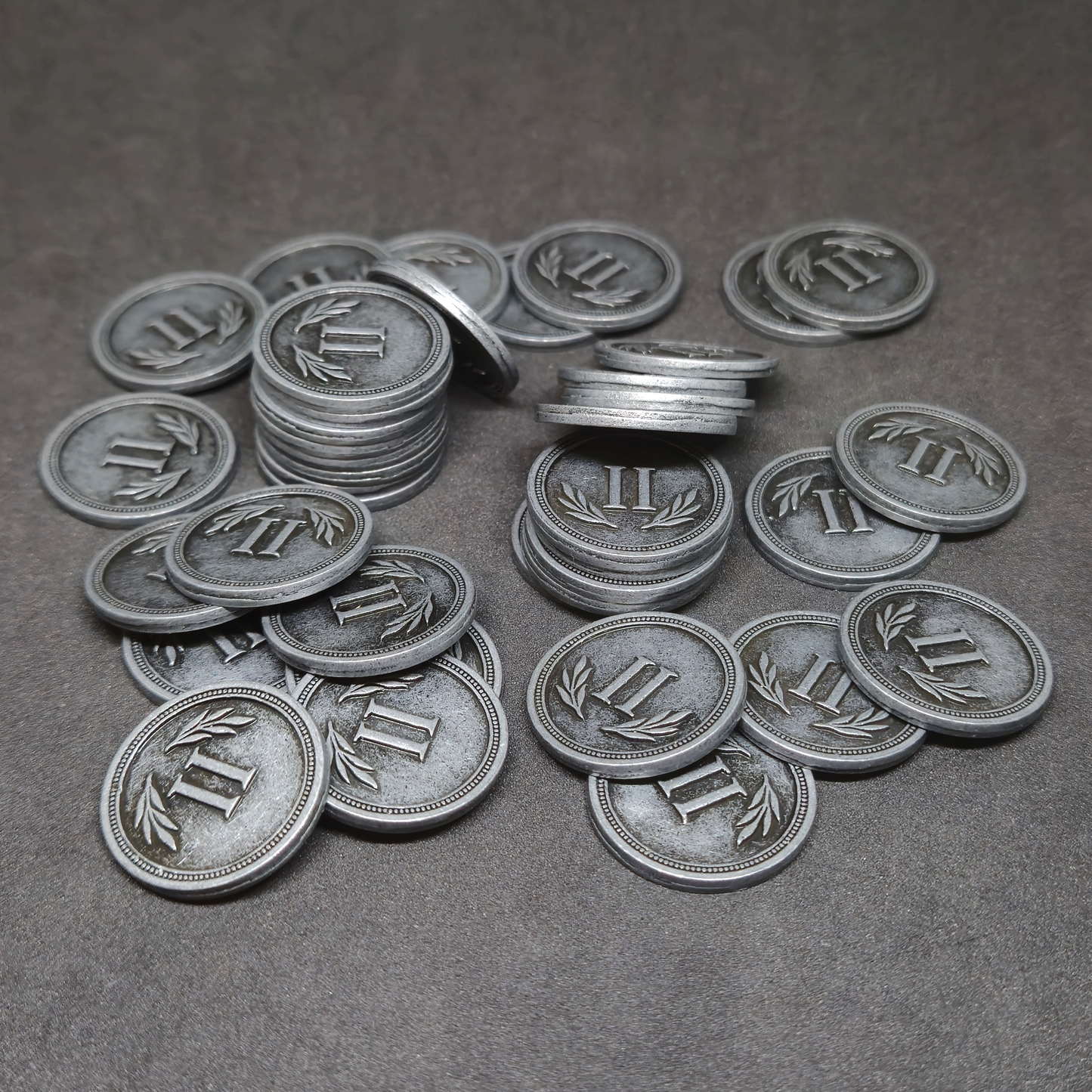 Pièces romaines en métal de valeur 2 couleur argent pour jeux de société, 22mm