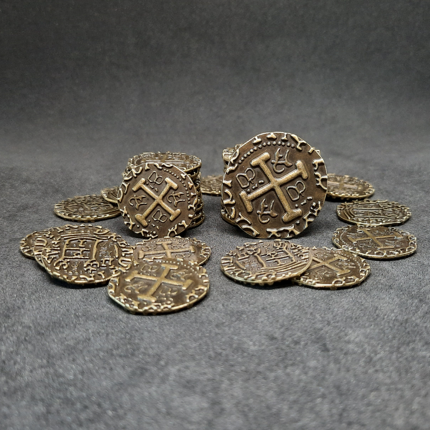 Antique gold pirate metal coins for board games, 20mm and 30mm