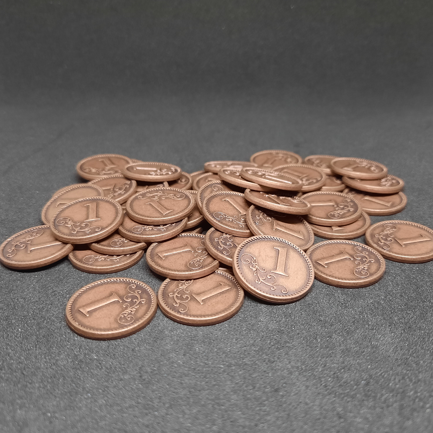 Bronze metal coins of value 1 for board games, 20mm