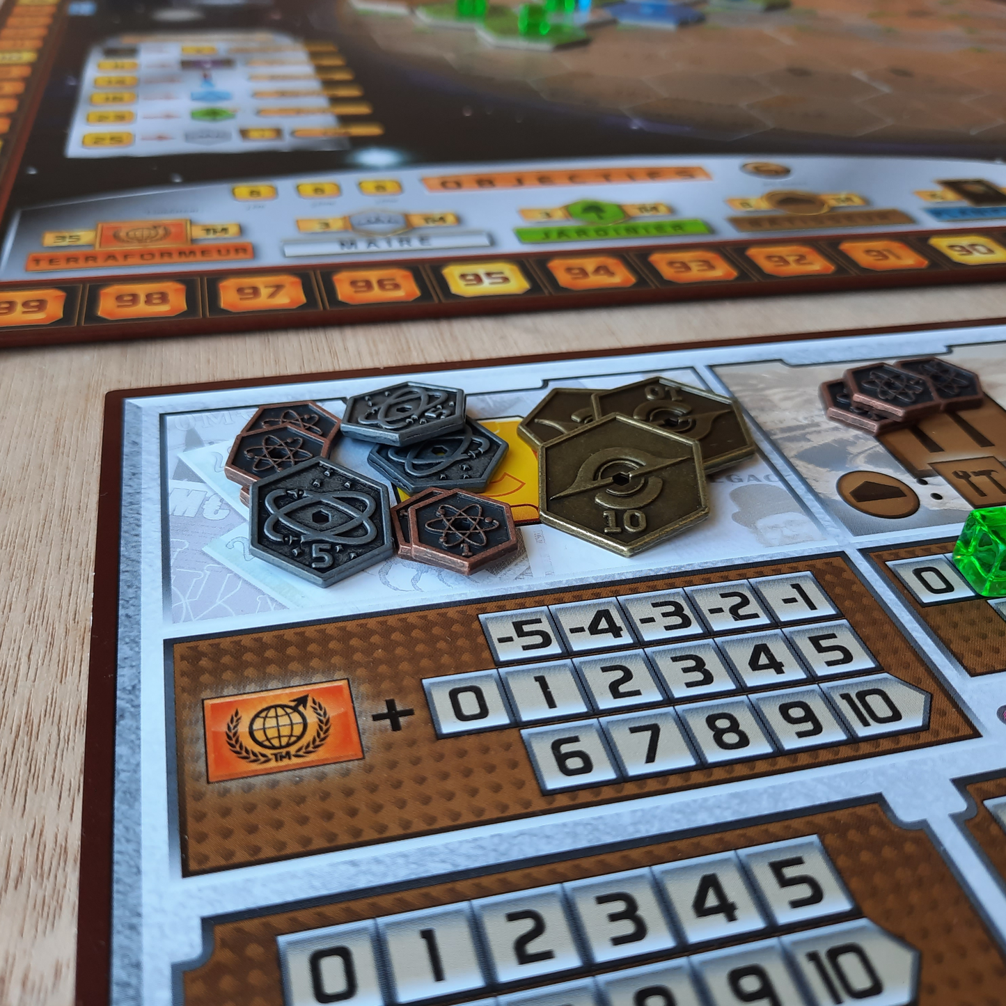 Set of hexagonal metal coins for Terraforming Mars