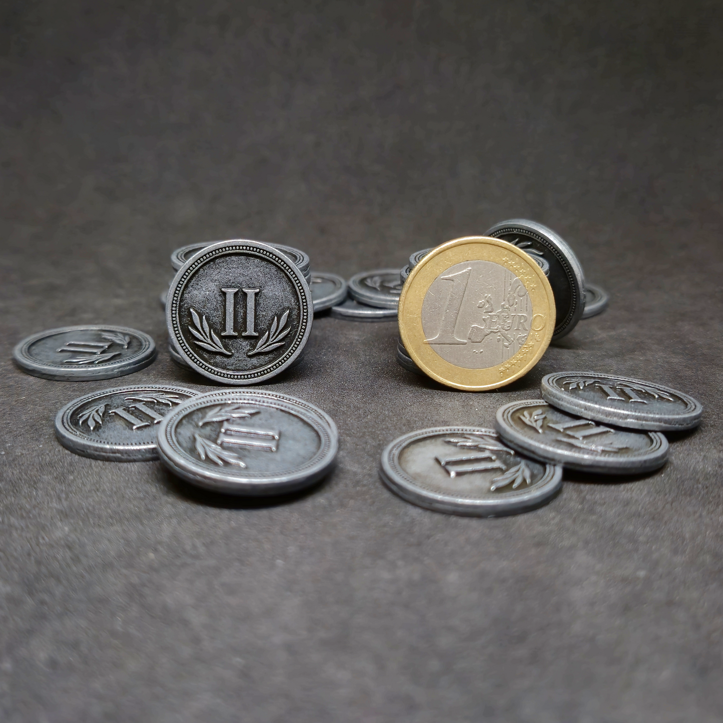 Pièces romaines en métal de valeur 2 couleur argent pour jeux de société, 22mm