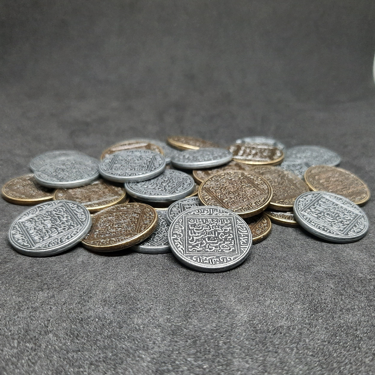 Ensemble de pièces arabes en métal, couleur bronze, argent et or pour jeux de société, 22mm