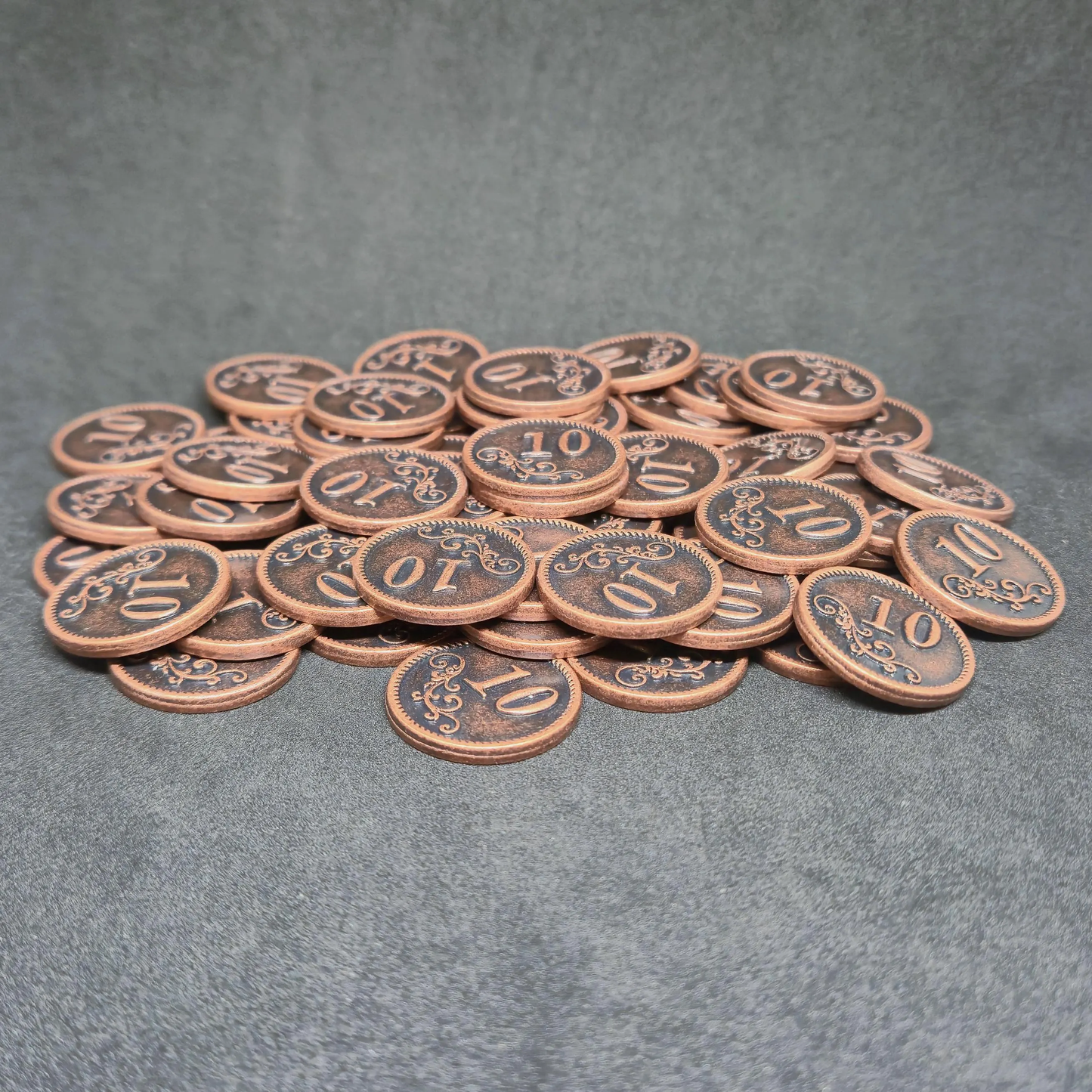 Bronze metal coins of value 10 for board games, 20mm