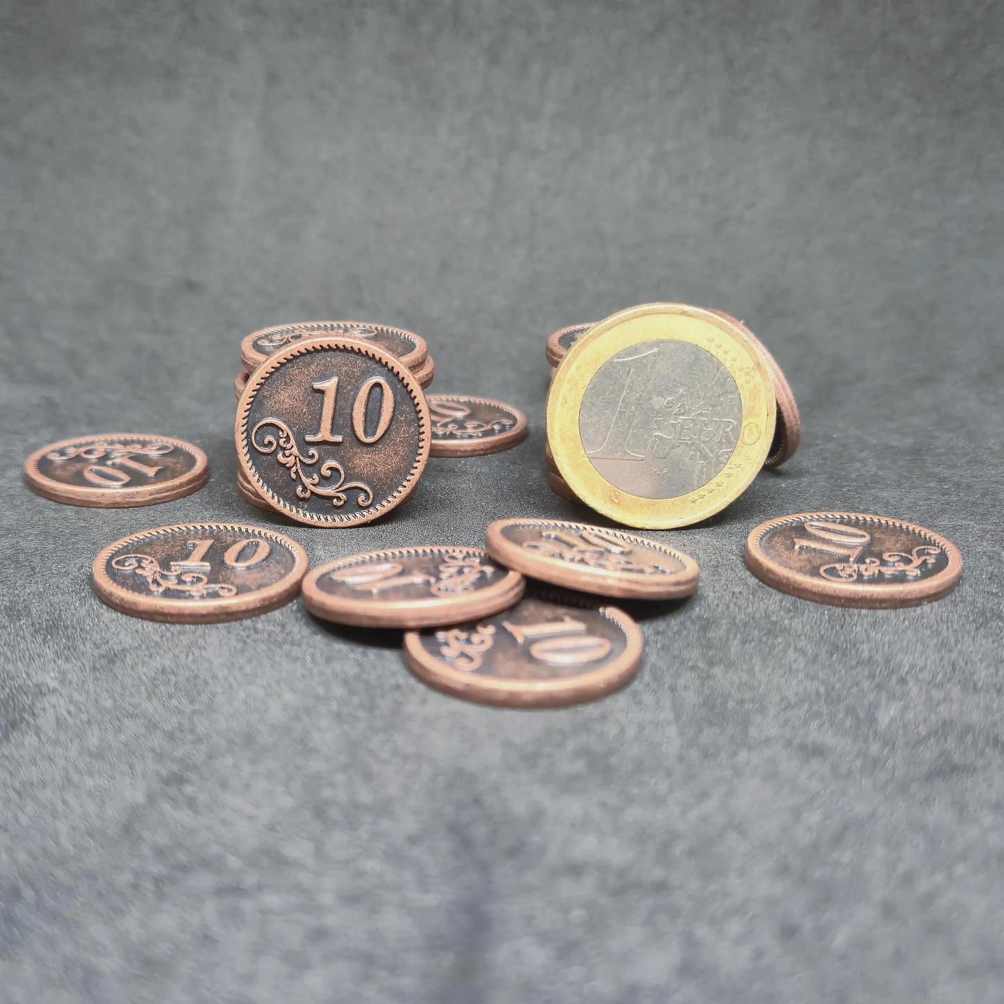 Bronze metal coins of value 10 for board games, 20mm