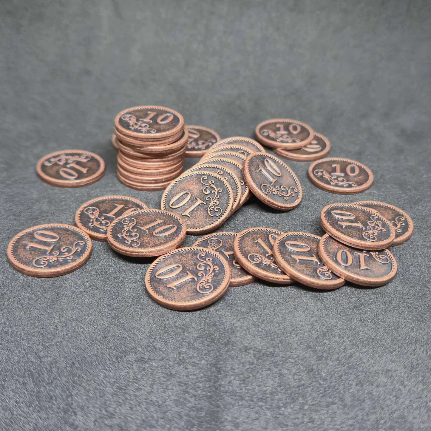 Bronze metal coins of value 10 for board games, 20mm