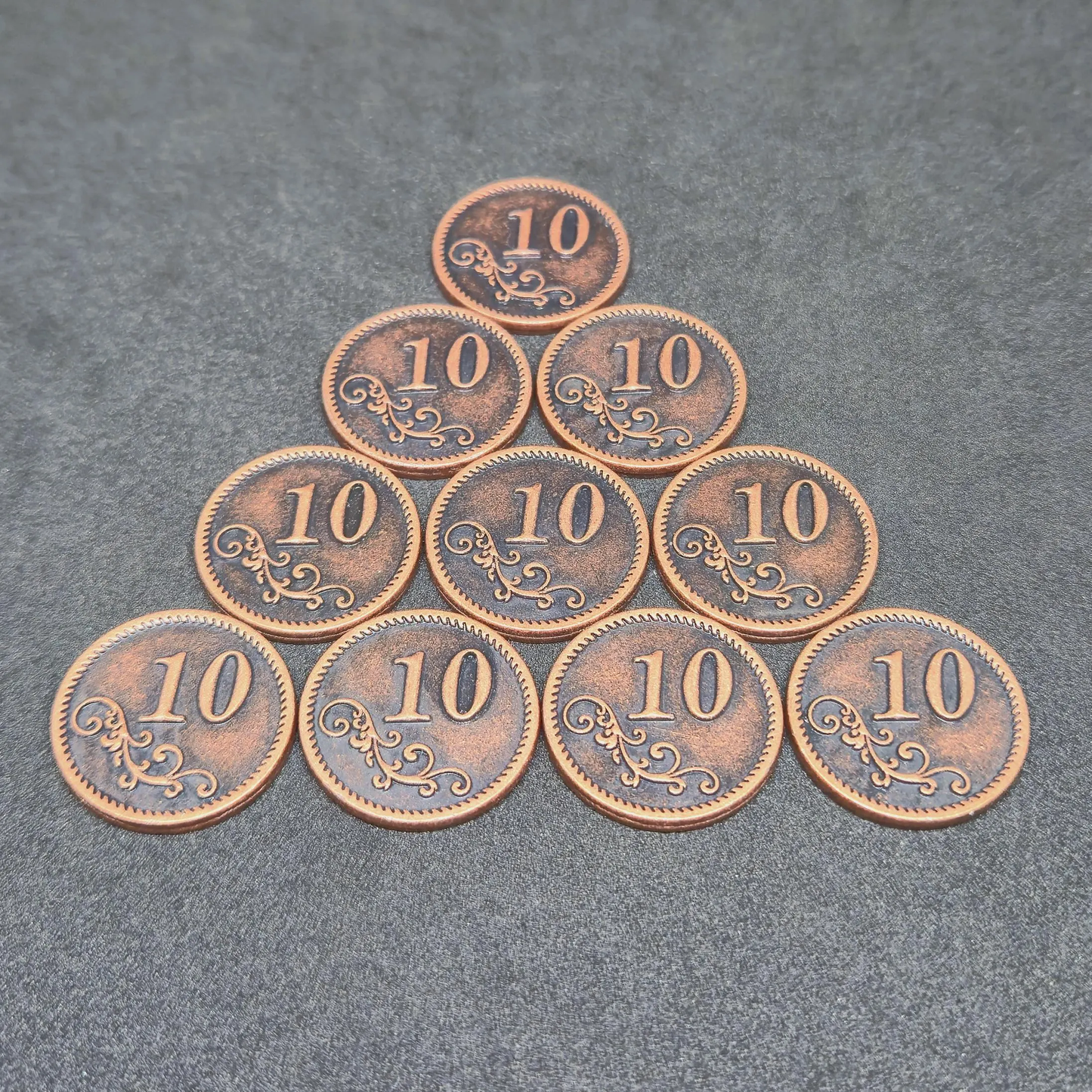 Bronze metal coins of value 10 for board games, 20mm