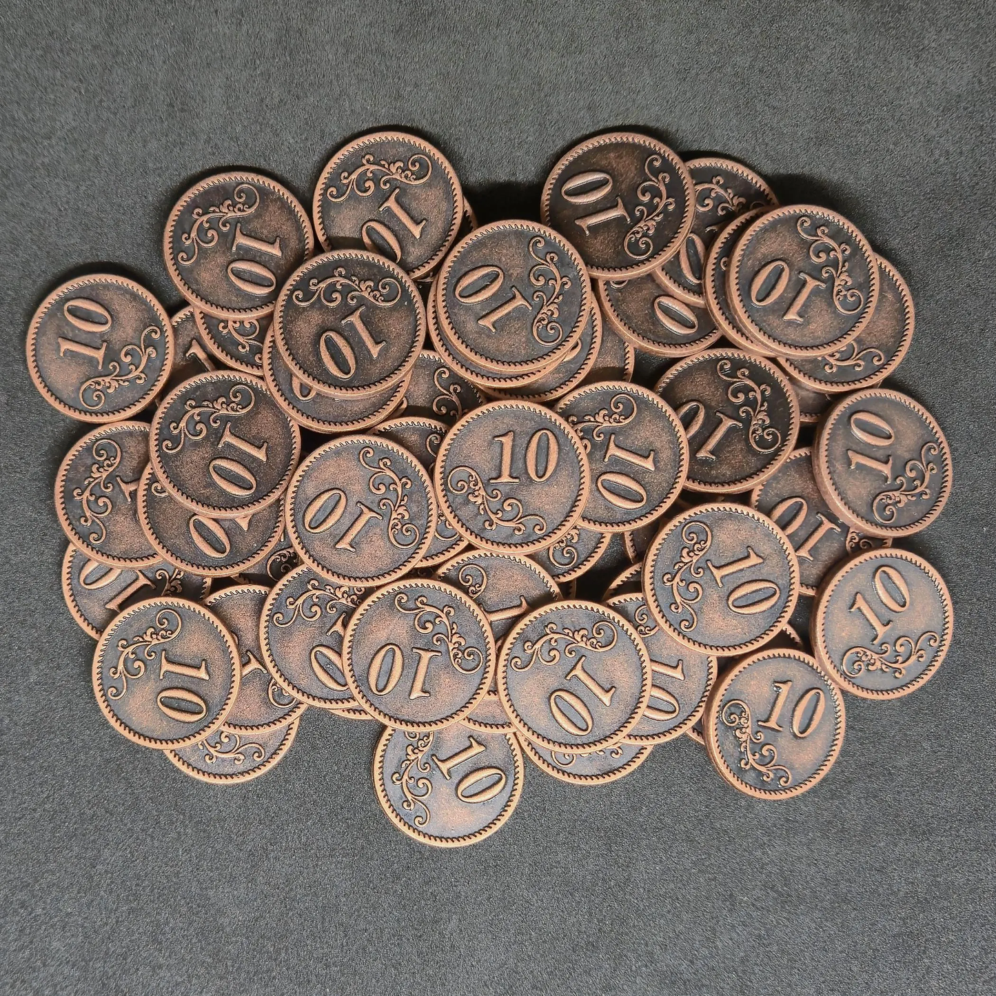Bronze metal coins of value 10 for board games, 20mm