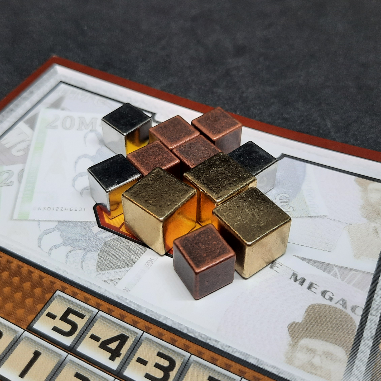 Set of metal cubes (gold, silver, copper), upgrade for Terraforming Mars