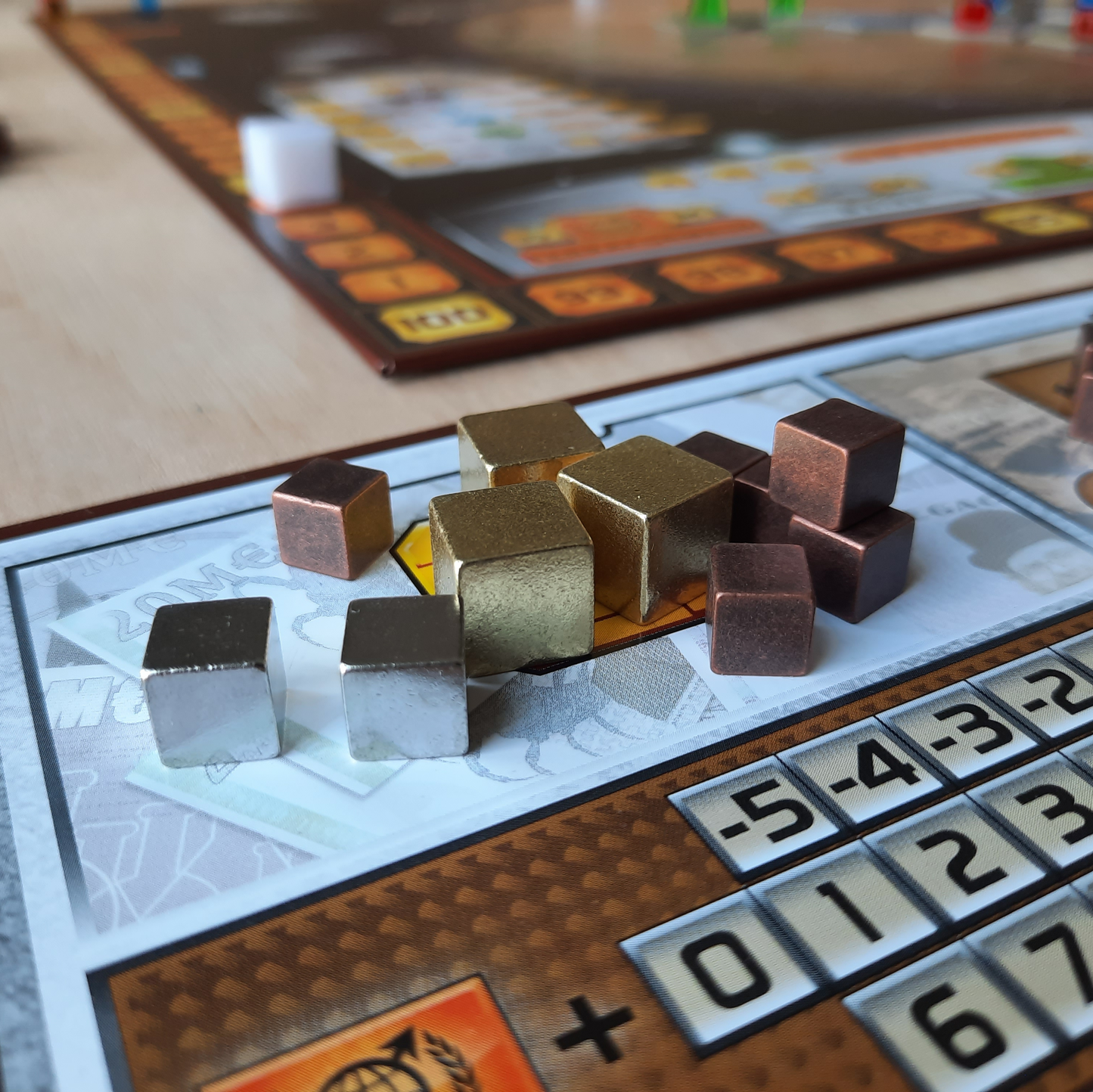 Set of metal cubes (gold, silver, copper), upgrade for Terraforming Mars