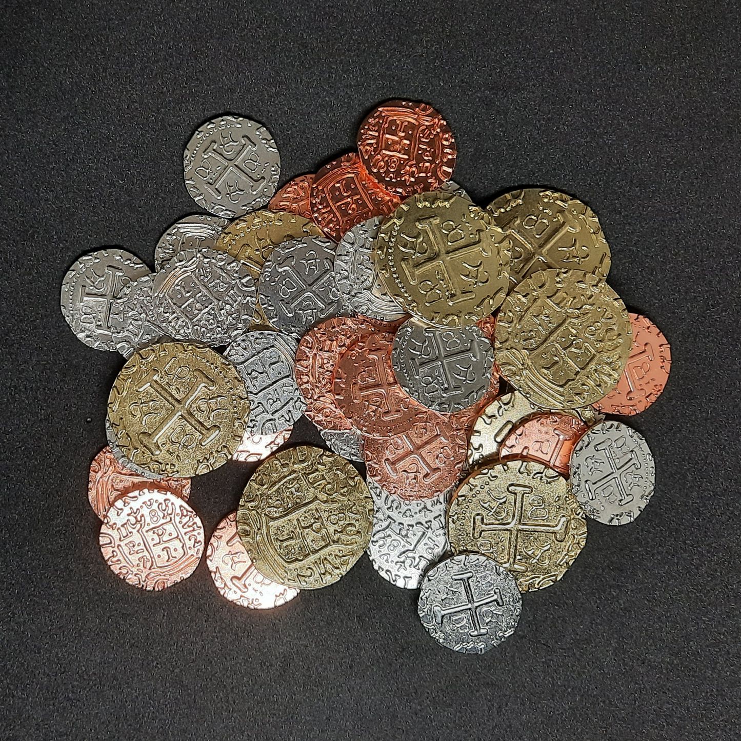 Set of pirate metal coins for board game, 20mm and 30mm