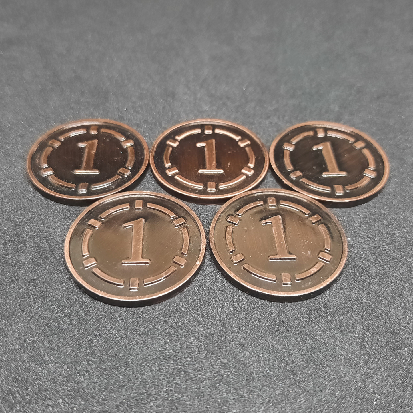 Plated bronze metal coins of value of 1 for board games, 25mm