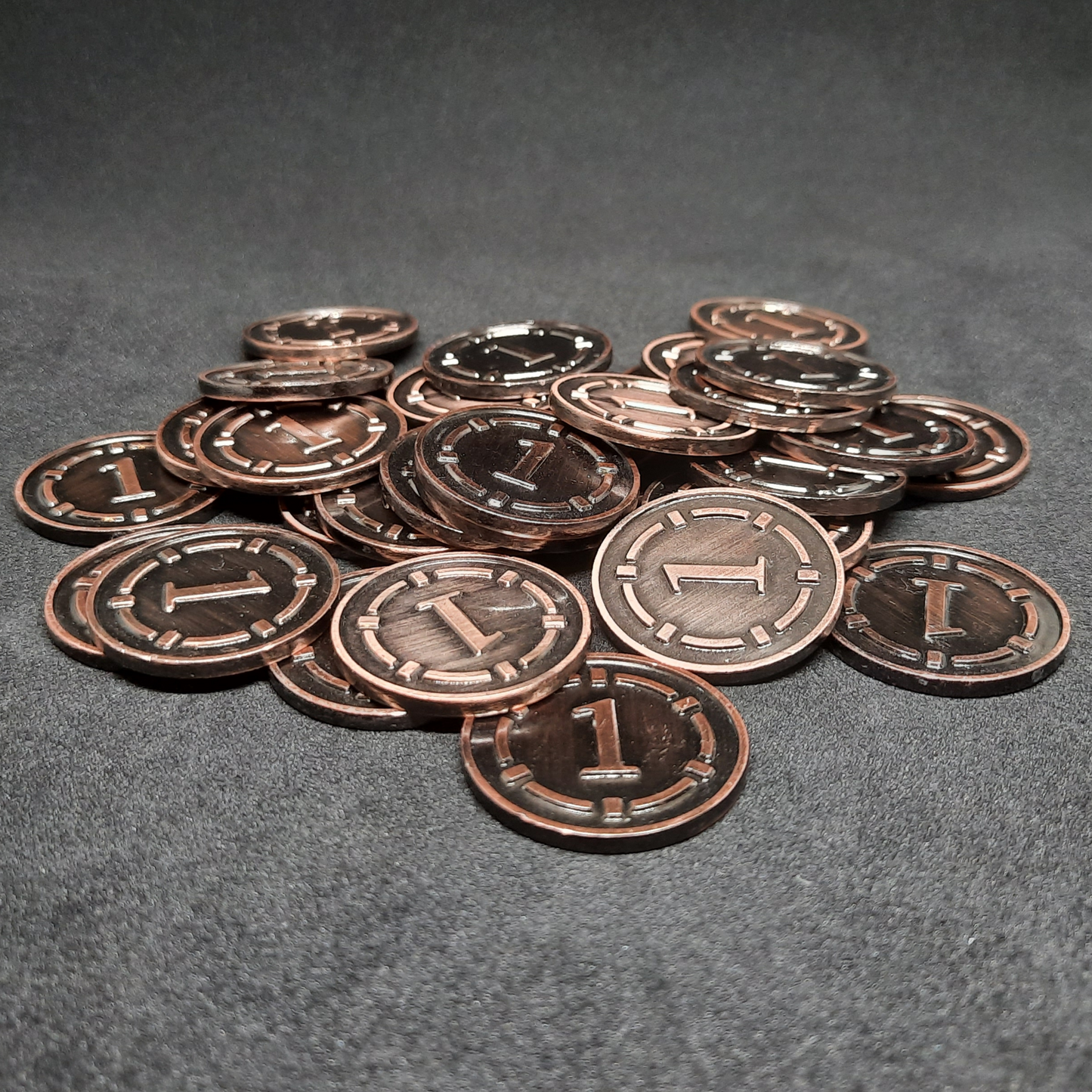 Plated bronze metal coins of value of 1 for board games, 25mm