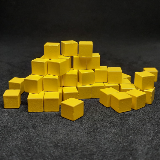 Yellow metal cubes for board games, 8mm