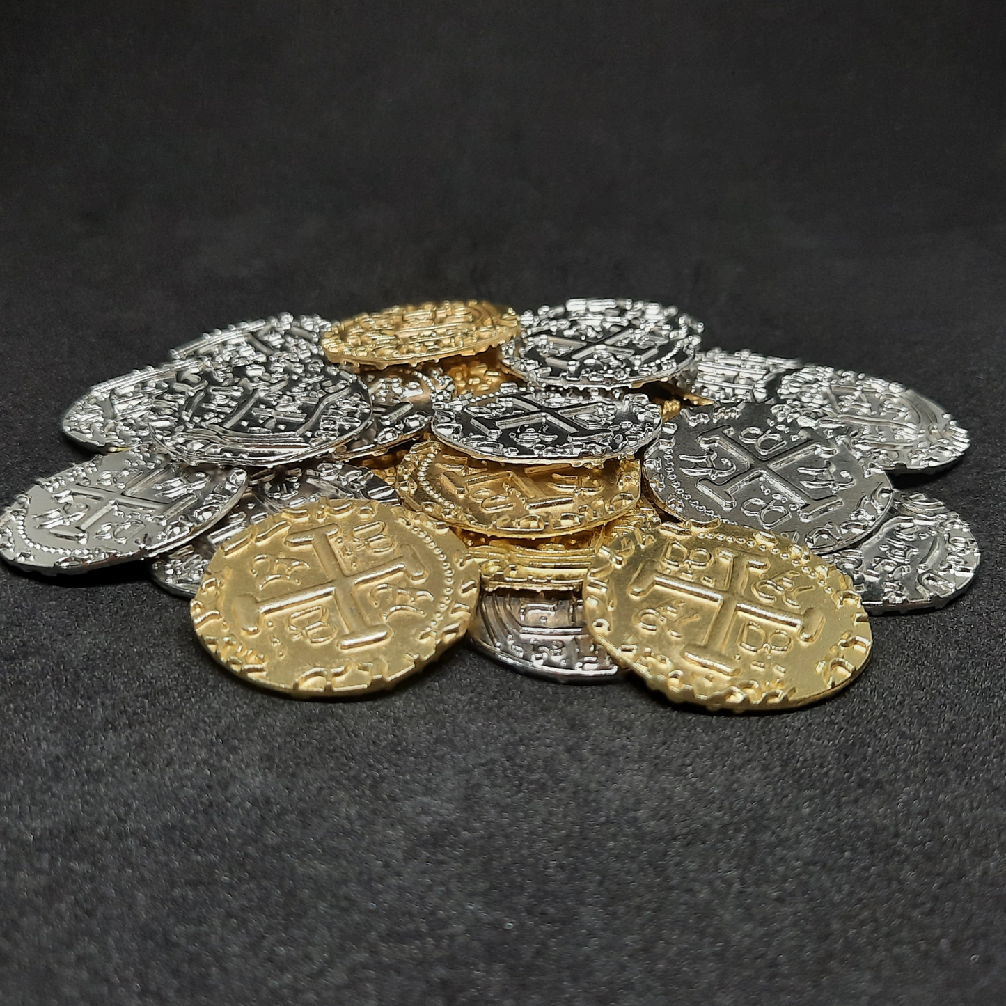 Set of large pirate metal coins for board game, 30mm