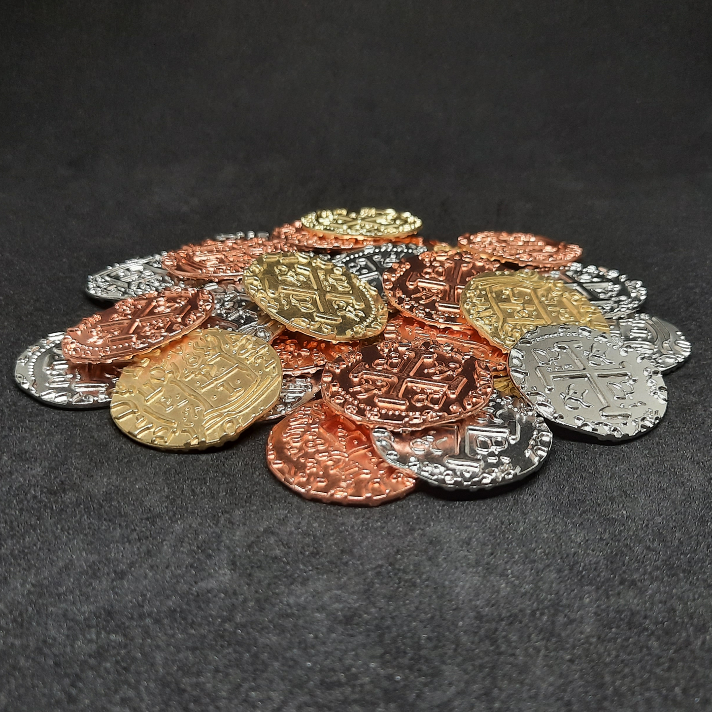 Set of large pirate metal coins for board game, 30mm