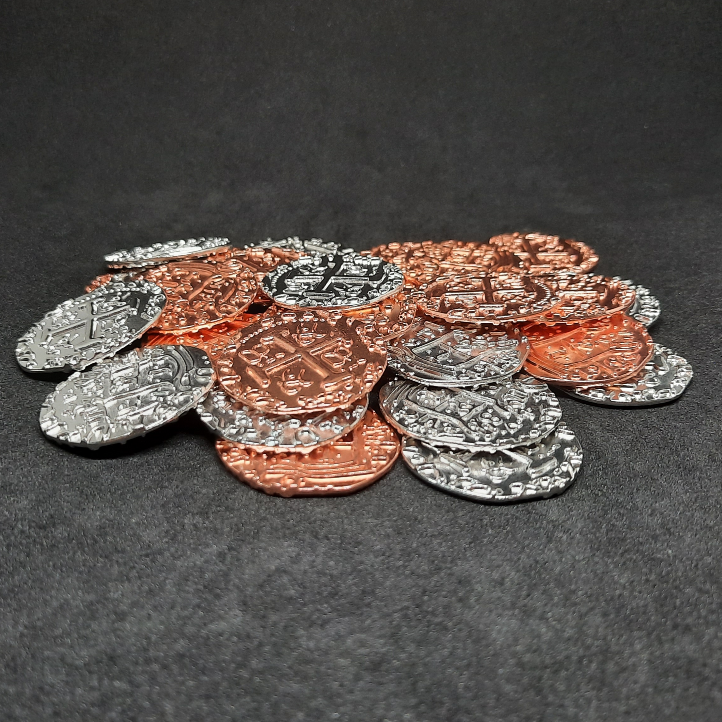 Set of large pirate metal coins for board game, 30mm