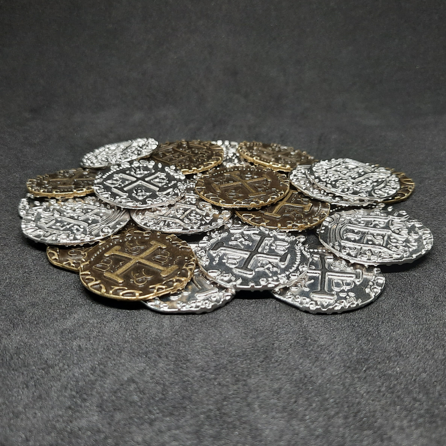 Set of large pirate metal coins for board game, 30mm