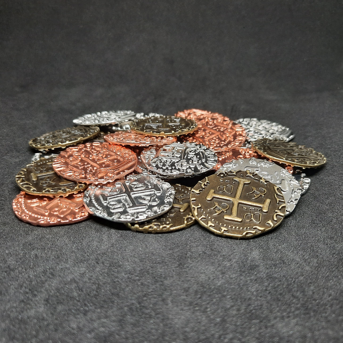 Set of large pirate metal coins for board game, 30mm