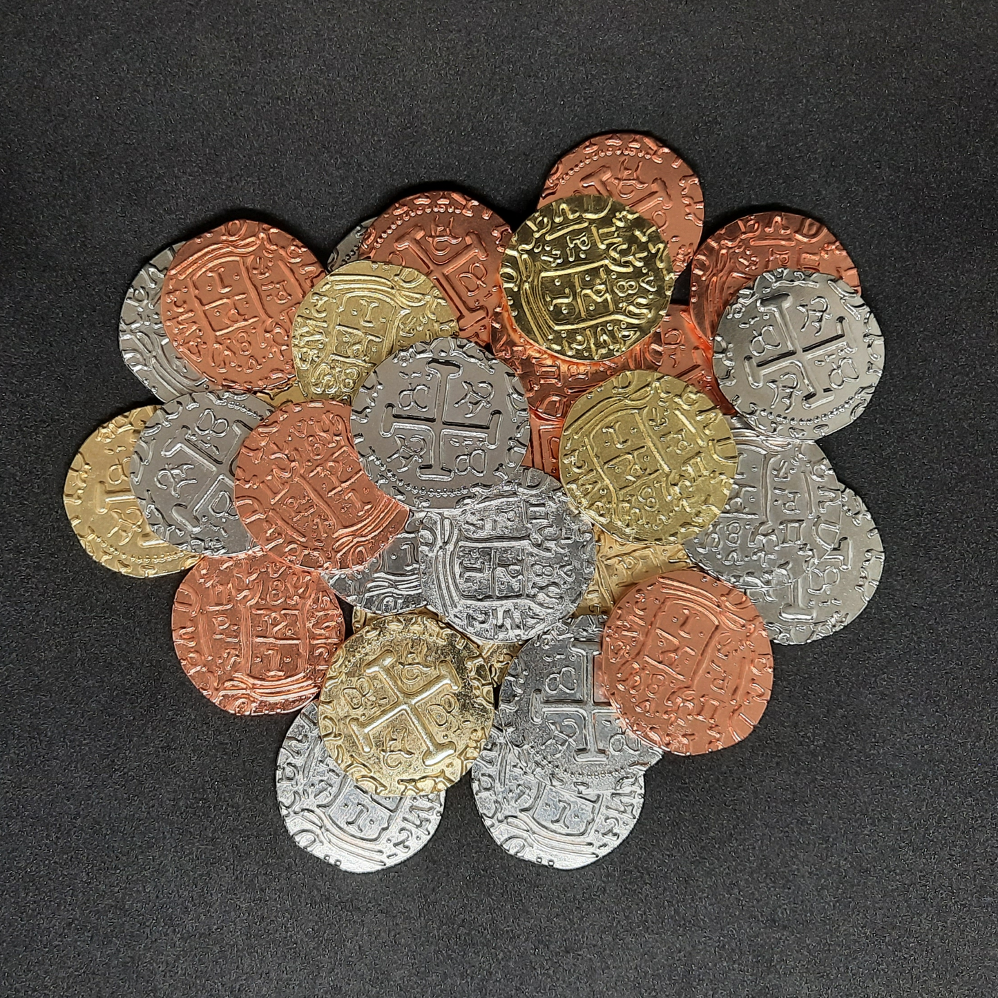 Set of large pirate metal coins for board game, 30mm